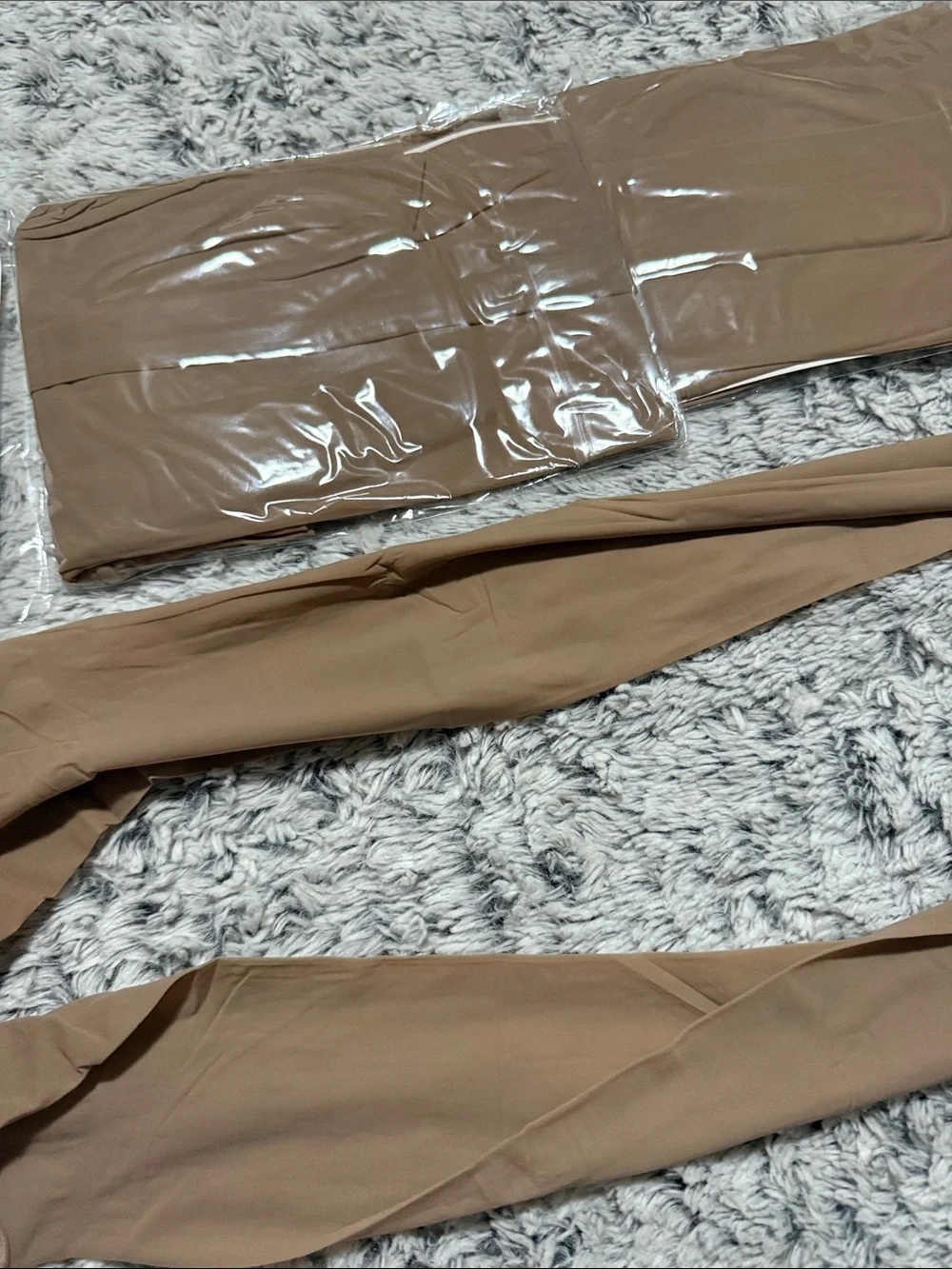 High-Waist Stretch Tights - tan silky soft med